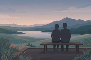 Illustration symbolizing a close friendship between two people