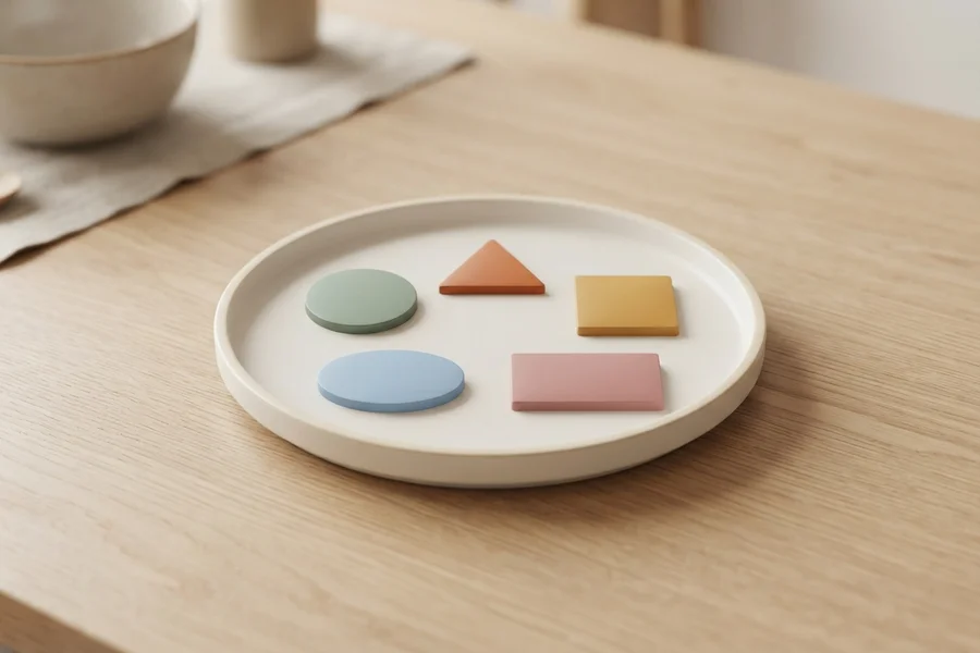 Plato con solo cuatro piezas de colores distintos, muy pocas en comparación con el resto de imágenes del test.