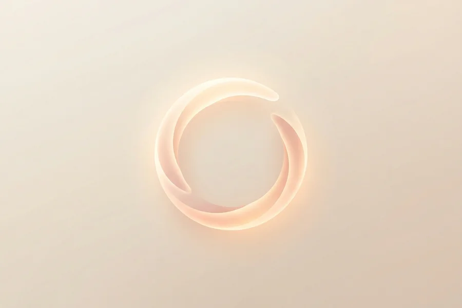 Anillo luminoso y suave en tonos cálidos, símbolo de confianza serena.