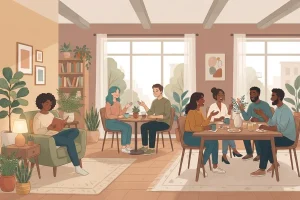 Illustration symbolizing the introversion-extraversion spectrum
